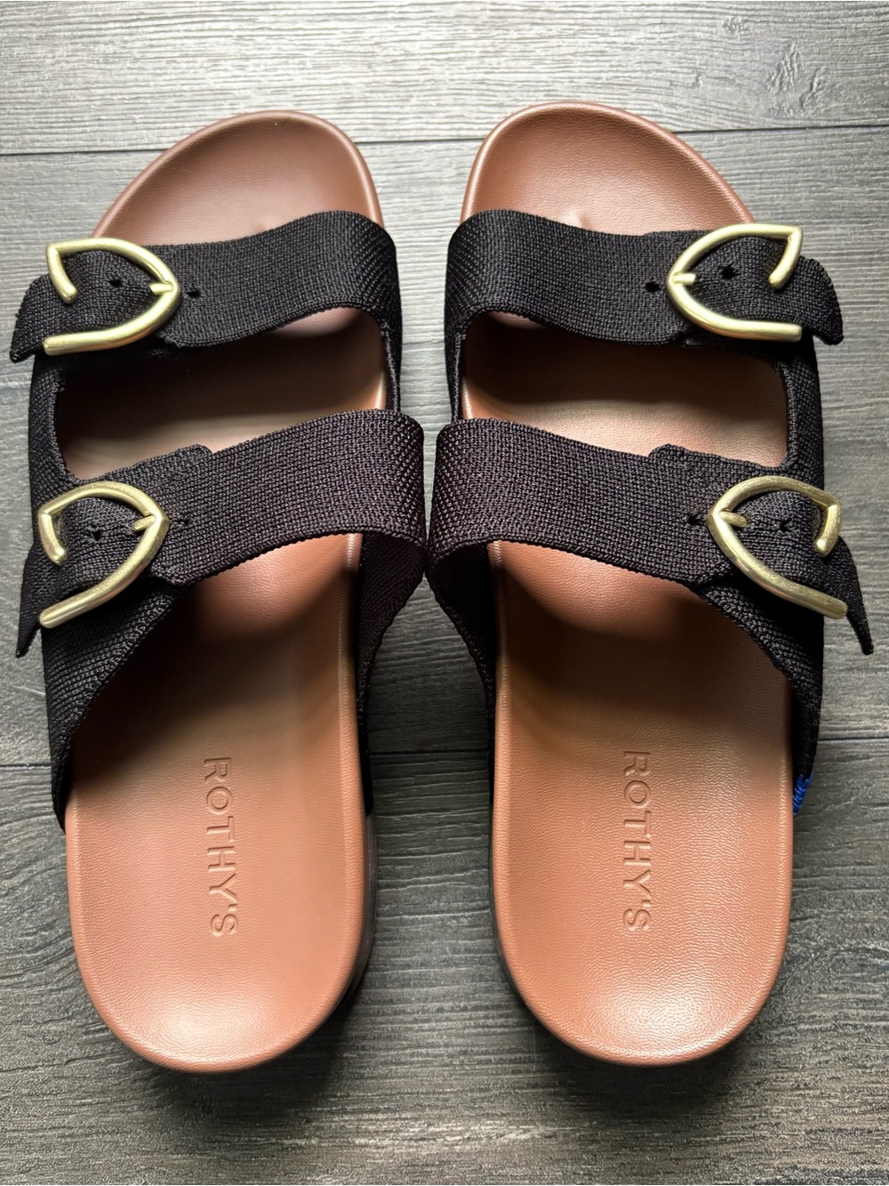 Rothy’s Womens The Buckle Slide Sandals Black Size 9 New